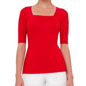 Akris Punto square neck red jersey top